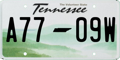 TN license plate A7709W