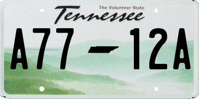 TN license plate A7712A