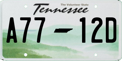 TN license plate A7712D