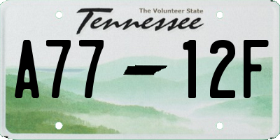 TN license plate A7712F
