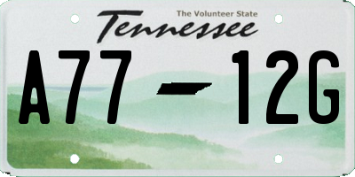 TN license plate A7712G