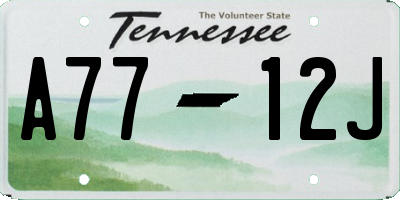 TN license plate A7712J