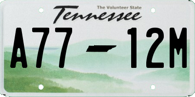 TN license plate A7712M