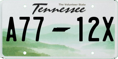 TN license plate A7712X