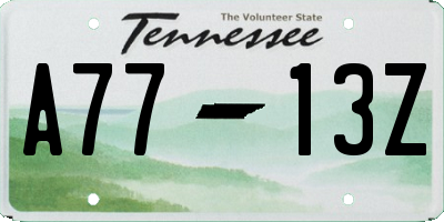 TN license plate A7713Z
