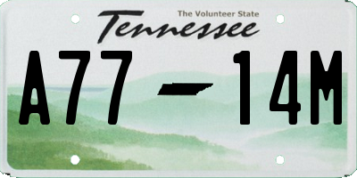 TN license plate A7714M