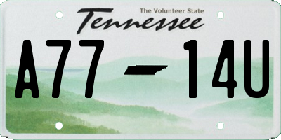 TN license plate A7714U