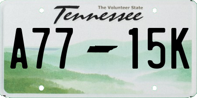 TN license plate A7715K