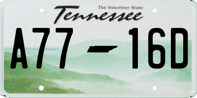 TN license plate A7716D