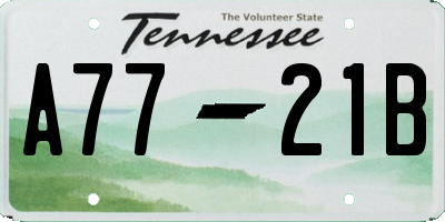 TN license plate A7721B