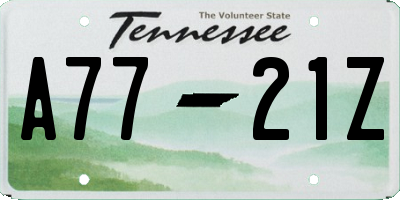 TN license plate A7721Z
