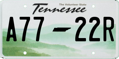 TN license plate A7722R