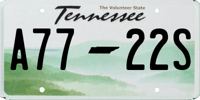 TN license plate A7722S