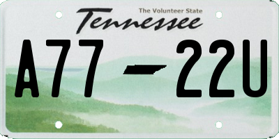 TN license plate A7722U