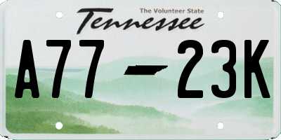 TN license plate A7723K