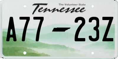 TN license plate A7723Z