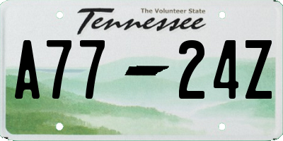 TN license plate A7724Z