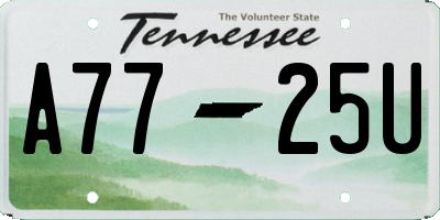TN license plate A7725U