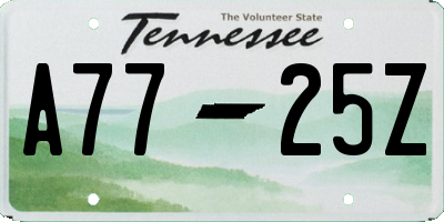 TN license plate A7725Z
