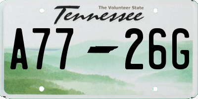 TN license plate A7726G