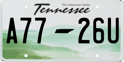 TN license plate A7726U