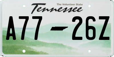 TN license plate A7726Z