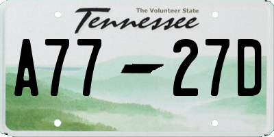 TN license plate A7727D