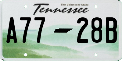 TN license plate A7728B