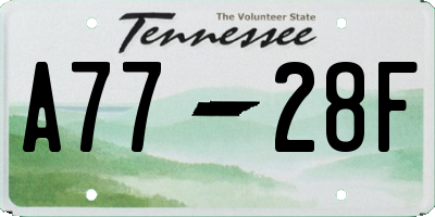 TN license plate A7728F