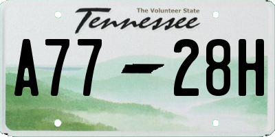 TN license plate A7728H