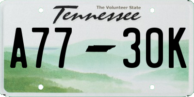 TN license plate A7730K