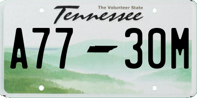 TN license plate A7730M