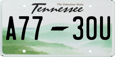 TN license plate A7730U