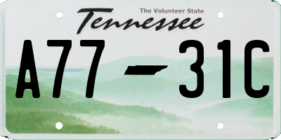 TN license plate A7731C