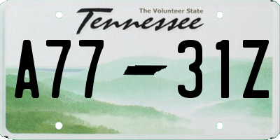 TN license plate A7731Z
