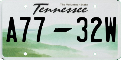 TN license plate A7732W