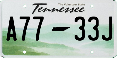 TN license plate A7733J