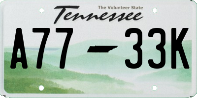 TN license plate A7733K