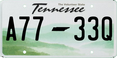 TN license plate A7733Q