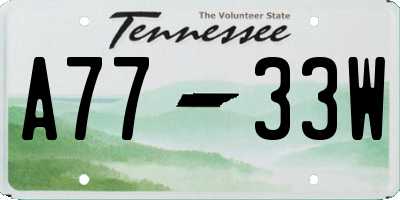 TN license plate A7733W