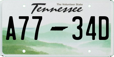 TN license plate A7734D