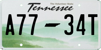 TN license plate A7734T