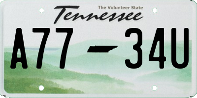 TN license plate A7734U