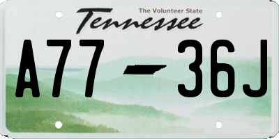 TN license plate A7736J