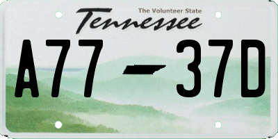TN license plate A7737D