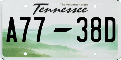 TN license plate A7738D