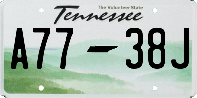 TN license plate A7738J