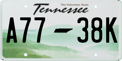 TN license plate A7738K