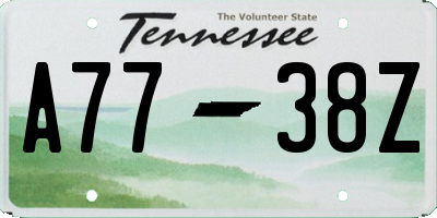 TN license plate A7738Z