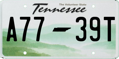 TN license plate A7739T